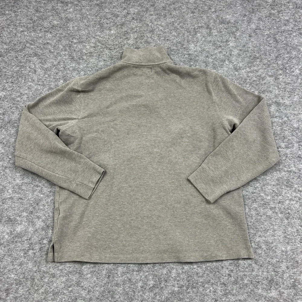 Polo Ralph Lauren Sweater Mens L Gray Mock Neck 1/4 Zip Pullover Preppy Casual